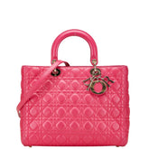ディオール カナージュ レディディオール ラージ ショルダーバッグ ハンドバッグ 2WAY ピンク レザー レディース Dior 【中古】